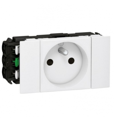 Prise pour goulotte clippage direct programme Mosaic 2P+T 2 modules blanc