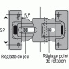 Charnière invisible spécifique 180° pour portes pliantes avec axe de rotation décalé