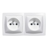 Prises 2x2P+T bornes auto appareillage saillie complet blanc