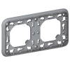 Support plaque étanche 2 postes horizontaux Plexo composable IP55 gris