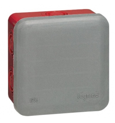 Boîte carrée 105x105x55 étanche Plexo gris/rouge embout (7) IP55/IK07 960°C