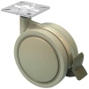 Roulette de meuble Jemedesign double galet gris diamètre 75mm hauteur 103mm charge 70kg avec frein avec platine 42x42mm