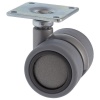 Roulette de meuble Jemedesign double galet gris diamètre 75mm hauteur 103mm charge 70kg avec frein avec platine 42x42mm