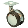 Roulette de meuble Jemedesign double galet gris diamètre 75mm hauteur 103mm charge 70kg avec frein avec platine 42x42mm