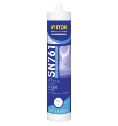 Mastic sanitaire silicone neutre SN 761 coloris blanc cartouche de 300 ml