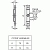 Gâches à batteuses à plaquer largeur 14 mm