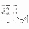 Patère deux têtes en aluminium hauteur 135 mm anodisé argent