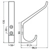 Patère deux têtes en aluminium hauteur 135 mm anodisé argent