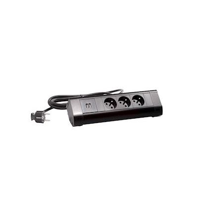 Bloc bureau 3 PC 2PT chargeur double USB cordon 3m