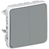 Double interrupteur ou vaetvient étanche Plexo composable IP55 10AX 250V gris