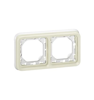 Support plaque étanche 2 postes horizontaux Plexo composable IP55 blanc