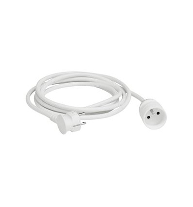 Rallonge domestique 2PT avec éclips de protection longueur 3m blanc