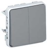 Double poussoir étanche NONF Plexo composable IP55 10A gris