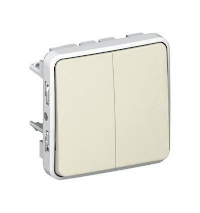 Double interrupteur vaetvient étanche Plexo composable IP55 10AX 250V blanc