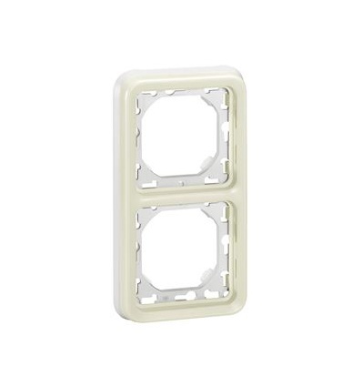 Support plaque étanche 2 postes verticaux Plexo composable IP55 blanc