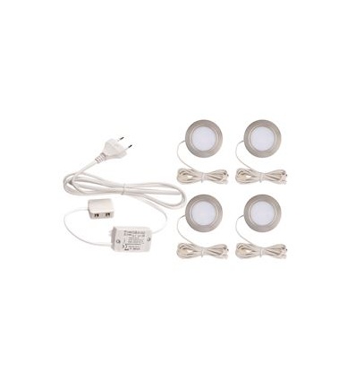 KIT MEUBLED Encastrés ronds fixes alu LED intég 4x17W 3000K 260lm