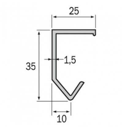 Rail en U pour porte coulissante 25 m