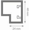 Antipincedoigts à recouvrement à encastrer angle 250 m 40 x 36 mm noir