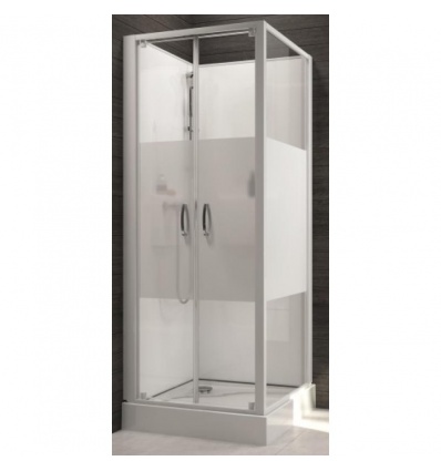 Cabine de douche carrée à portes battantes Izibox 2 avec parois en vitrage sérigraphié 80 x 80 cm