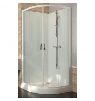 Cabine de douche 14 de rond à porte pivotante Iziglass 2 à parois transparentes et fond verre 90 x 90 cm