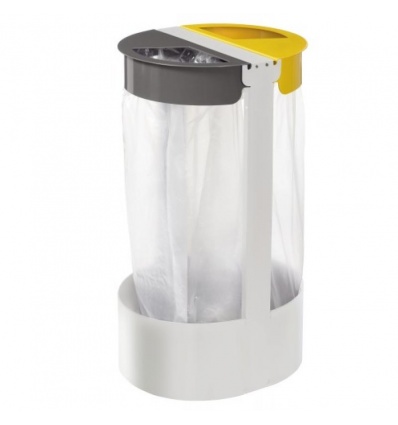 Support sac sur pied CITIWIN ESSENTIEL 2 flux 75l Gris et Jaune socle et barre transversale blanc pour sac 110l