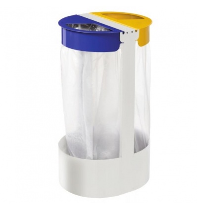 Support sac sur pied CITIWIN ESSENTIEL 2 flux 75l Bleu et Jaune socle et barre transversale blanc pour sac 110l