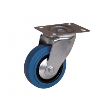 Roulette pivotante sur platine manulastic bleu charges moyennes Port Roll diamètre 100 mm charge 150 kg