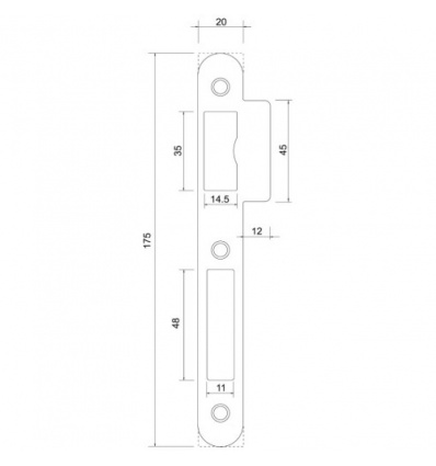 Gâche à double entrée pour serrure de sûreté à larder finition inox