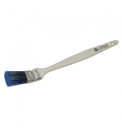 Brosse Radiateur BLUE MUST T25 Coudé sur plat soiessynthétique bleus Manche bois verni Virole inox