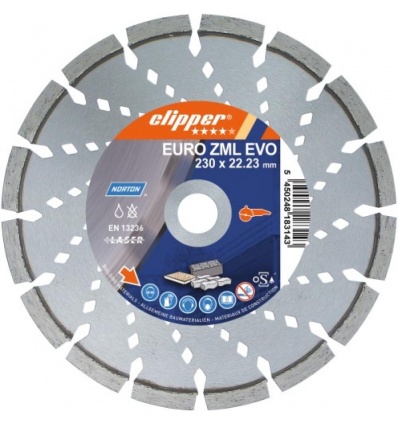 Disque à tronçonner diamant EUROZML Ø 125 hauteur de segment 12 mm épaisseur 22 mm alésage 222 mm