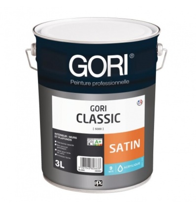 Peinture acrylique murs et plafonds Gori Classic satin pastel gris abudja bidon de 3l