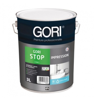 Peinture acrylique multisupports barrière antihumidité pour murs et plafonds Goristop Impression blanc bidon de 3l