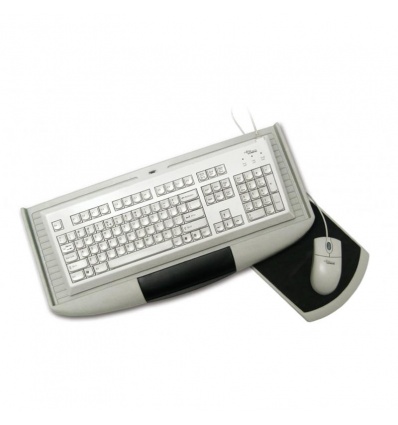 Support coulissant pour clavier avec tapis de souris en plastique finition gris