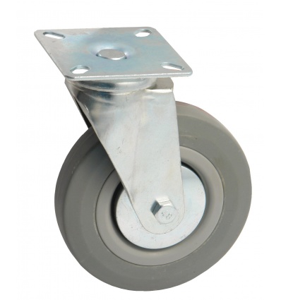 ROULETTE D100MM CAOUTGRIS PLATINE PIV