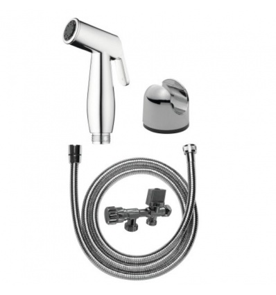 Kit hygiène WC avec douchette chromée avec support robinet 3 voies flexible 1m25 Slimforce pression