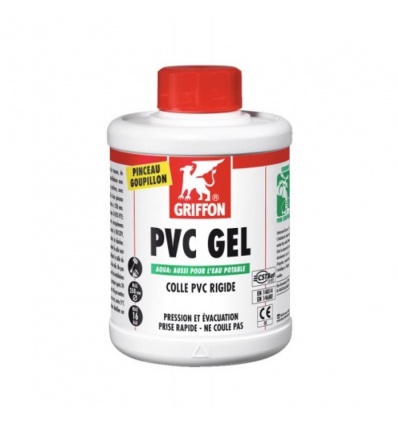 Colle PVC gel aqua pour PVC rigide dans des installations dévacuation ou sous pression eau potable pot de 250ml