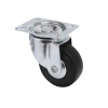 Roulette pivotante sur platine charge 40kg roue caoutchouc diamètre 65mm moyeu lisse