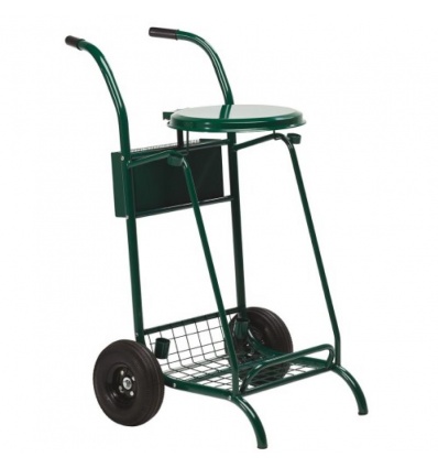 Chariot de voirie spécial espaces verts avec couvercle coloris vert mousse pour sacs 110 litres