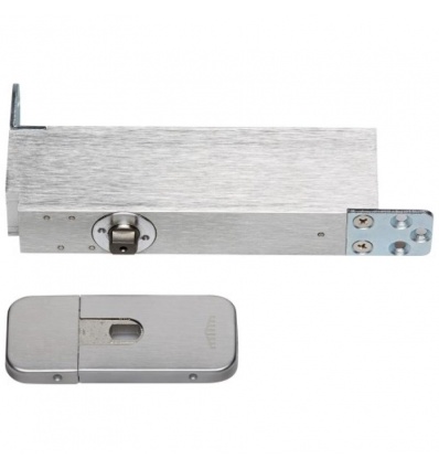 Charnière à freinage hydraulique type B Twist pour porte intérieure bois aluminium ou métal arrêt à 90 inox brossé