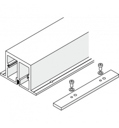 Profil de renforcement avec plaque de raccordement pour rail de roulement L2600 mm audelà de 2 x 2 vantaux 1500mm