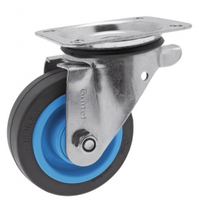 Roulette pivotante sur platine roue Résilex pour charges lourdes Maxiroll diamètre 125 mm charge 300 kg