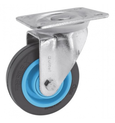 Roulette pivotante sur platine roue Résilex pour charges moyennes Gemroll diamètre 100 mm charge 200 kg