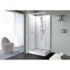 Cabine de douche Kara rectangulaire 100x80 portes pivotantes verre transparent avantage blanc