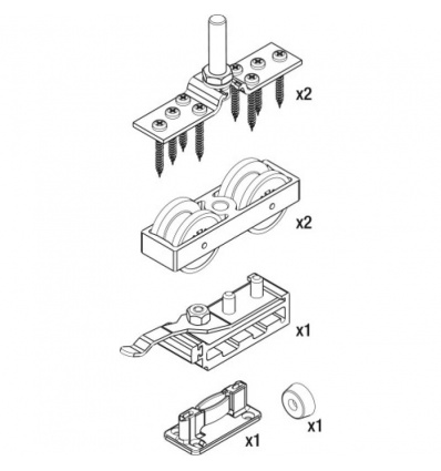 Garniture seule pour 1 porte coulissante pour vantail 120 kg Junior 120A