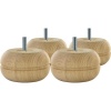 Pieds de meuble boule crantée en bois Ø 85 mm hauteur 50 mm filetage M8 en hêtre brut