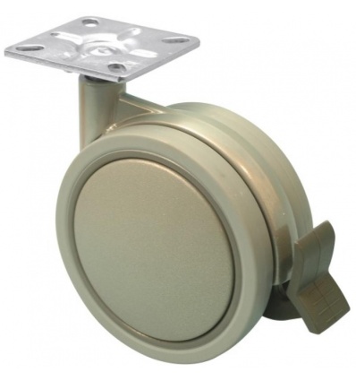 Roulette de meuble Jemedesign grise pivotante diamètre 40 mm platine 40x50 mm