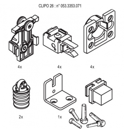 Garniture complète pour 2 portes Clipo 26IS