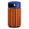 Corbeille extérieure bois métal 60 litres à poser Zeno coloris BoisJaune colza