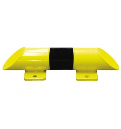 Butée de protection avec platine Park acier jaune et noir tube Ø 76mm longueur 1200 mm hauteur 86 mm