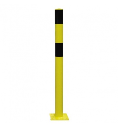 Poteau de protection acier avec platine Pot noir et jaune tube Ø 159mm hauteur 120 cm